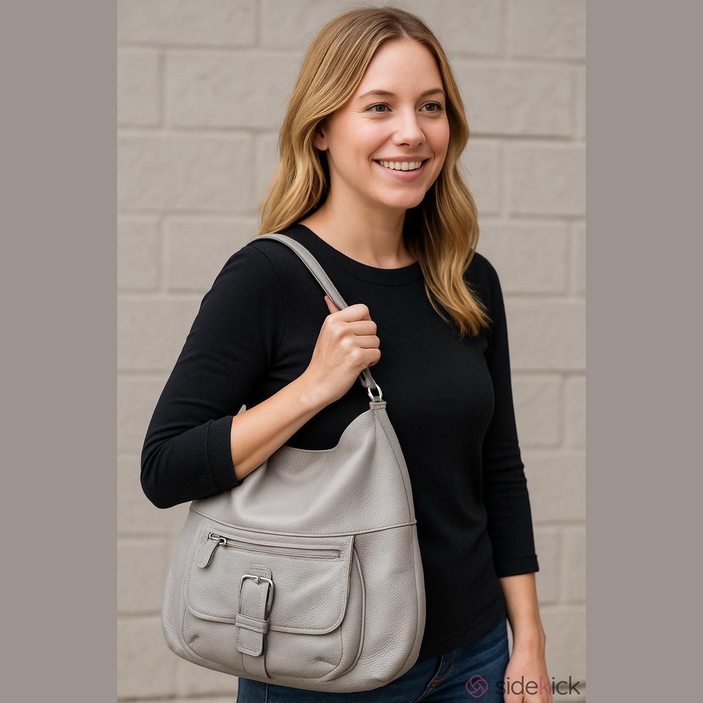 Michael Kors Gray Pebbled Leather Shoulder Bag